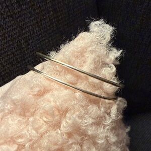 Minimal Double-Band Silver Bangle Bracelet